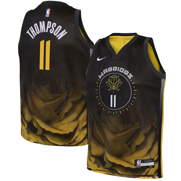 Youth Golden State Warriors #11 Klay Thompson 2022/2023 Black City Edition Stitched Basketball Jersey